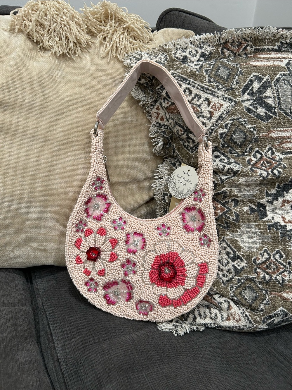 NWT Handcrafted in India VIRAL Beaded Floral Evening Bag